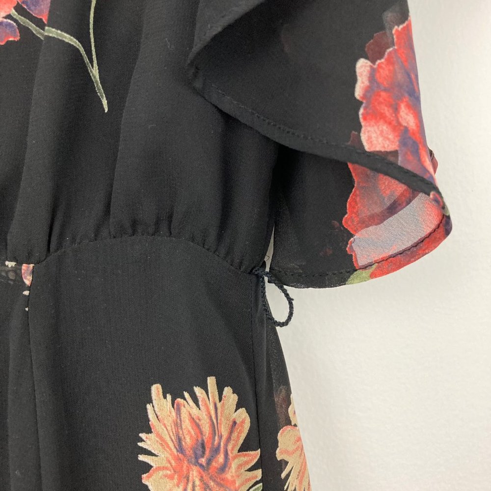 Lulus Every Little Thing Black Floral Print Maxi Dress Size XS Velvet Mock Neck - Picture 7 of 12